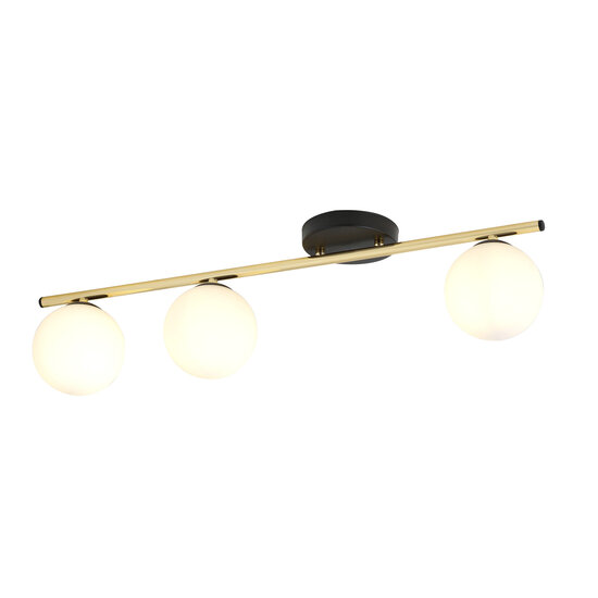 Emibig Emibig Lámpara de techo negra y de latón 3x E14 bolas de vidrio blanco mate - Ilumina tu espacio con elegancia