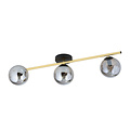 Emibig Emibig Plafondverlichting 3x E14 zwart met messing en gerookt glas bollen - Creëer een stijlvolle sfeer in uw ruimte