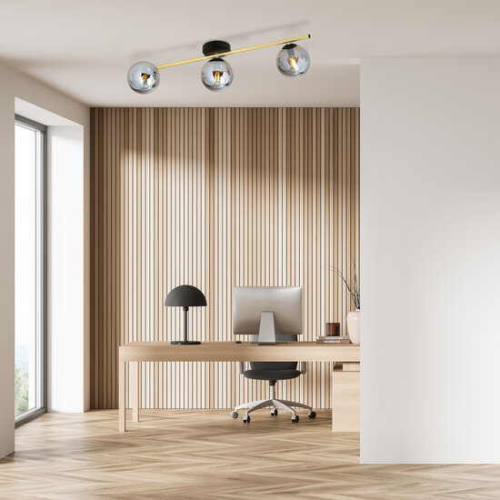 Emibig Emibig Iluminación de techo 3x E14 negra con bombillas de vidrio ahumado y latón - Crea un ambiente elegante en tu espacio