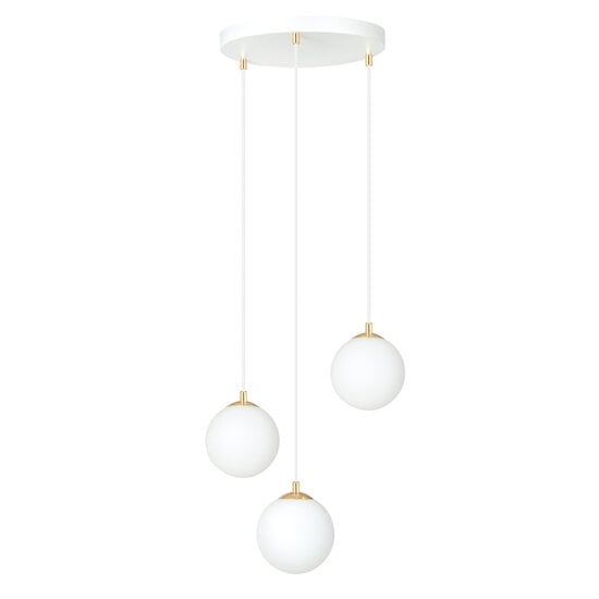 Emibig Emibig 3 ball hanging lamp white with brass and white glass - Perfect for creating a warm atmosphere