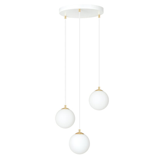 Emibig Emibig 3 bollen hanglamp wit met messing en wit glas - Perfecte sfeerverlichting voor elke ruimte