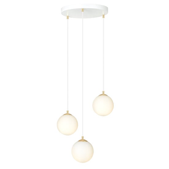 Emibig Emibig lámpara colgante de 3 bolas blanca con latón y vidrio blanco - Perfecta para crear un ambiente cálido