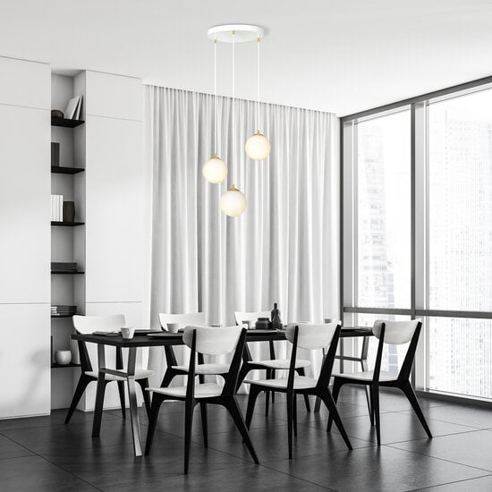 Emibig Emibig 3 ball hanging lamp white with brass and white glass - Perfect for creating a warm atmosphere