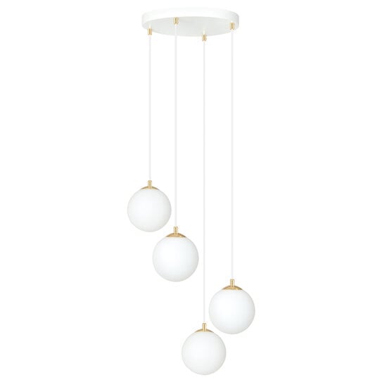 Emibig Emibig 4 bulbs pendant lamp white with brass and white glass - Perfect for any modern space