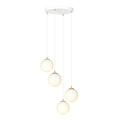 Emibig Emibig lámpara colgante de 4 bombillas blanca con latón y vidrio blanco - Perfecta para cualquier espacio moderno