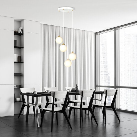 Emibig Emibig 4 bulbs pendant lamp white with brass and white glass - Perfect for any modern space