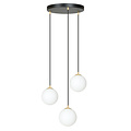 Emibig Emibig 3 bulb hanging lamp black with brass and white glass - Elegant lighting for any interior