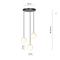 Emibig Emibig lampe suspendue 3 ampoules noire avec laiton et verre blanc - Éclairage élégant pour tous les intérieurs