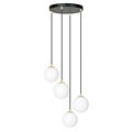 Emibig Emibig 4 bulbs pendant lamp black with brass and white glass - Elegant lighting for any space