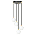 Emibig Emibig Pendelleuchte mit 4 Glühbirnen, schwarz mit Messing und weißem Glas - Elegante Beleuchtung für jeden Raum