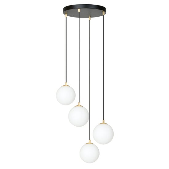 Emibig Emibig 4 bulbs pendant lamp black with brass and white glass - Elegant lighting for any space