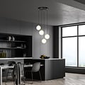 Emibig Emibig 4 bulbs pendant lamp black with brass and white glass - Elegant lighting for any space