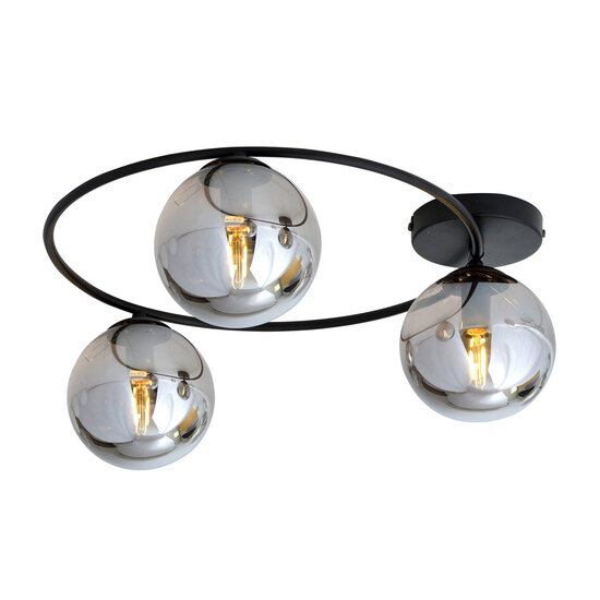 Emibig Emibig Plafonnier élégant 3xE14 noir avec ampoules en verre fumé - Éclairage élégant pour tout intérieur
