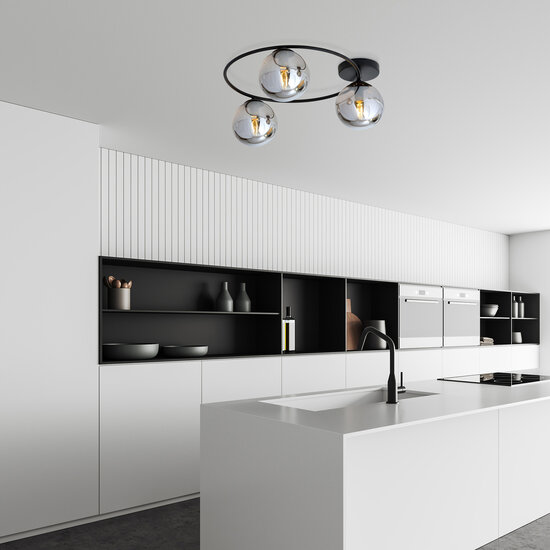 Emibig Emibig Stylish ceiling lamp 3xE14 black with smoked glass bulbs - Elegant lighting for any interior