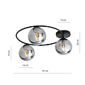 Emibig Emibig Plafonnier élégant 3xE14 noir avec ampoules en verre fumé - Éclairage élégant pour tout intérieur