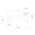 Emibig Emibig Lampe de plafond élégante blanche avec boules en verre blanches 2x E14 - Éclairage parfait pour chaque pièce