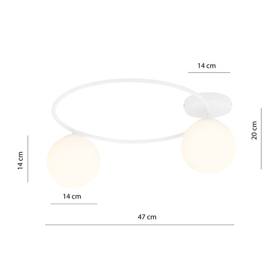 Emibig Emibig Handsome ceiling lamp white with white glass balls 2x E14 - Perfect lighting for any room