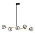 Emibig Emibig Hanging lamp black and brass with 6 fumed glass balls - Perfect ambient lighting for any space
