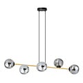 Emibig Emibig Hanging lamp black and brass with 6 fumed glass balls - Perfect ambient lighting for any space