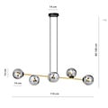 Emibig Emibig Hanging lamp black and brass with 6 fumed glass balls - Perfect ambient lighting for any space