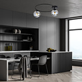 Emibig Emibig Stijlvolle plafondlamp zwart met gerookt glas bollen 2x E14 - Perfect voor moderne interieurs