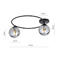 Emibig Emibig Stijlvolle plafondlamp zwart met gerookt glas bollen 2x E14 - Perfect voor moderne interieurs