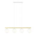 Emibig Emibig Longue lampe suspendue blanche et laiton 4x E14 ampoules en verre dépoli - Éclairage idéal pour chaque espace