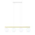 Emibig Emibig Longue lampe suspendue blanche et laiton 4x E14 ampoules en verre dépoli - Éclairage idéal pour chaque espace