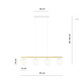 Emibig Emibig Long white and brass hanging lamp 4x E14 frosted glass bulbs - Ideal lighting for any space