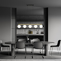 Emibig Emibig Enorm lange zwart en messing hanglamp 5x E14 melkglas bollen - Perfect voor een stijlvolle ambiance