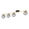 Emibig Emibig Long ceiling lamp 4x E14 brass and black with smoked glass balls - Create a cozy atmosphere in your space