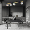 Emibig Emibig Longue lampe de plafond 4x E14 en laiton et noir avec boules en verre fumé - Créez une ambiance chaleureuse dans votre espace