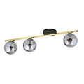 Emibig Emibig Longue lampe de plafond 3x E14 laiton et noir avec boules en verre fumé - Idéale pour un éclairage élégant dans votre intérieur