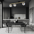 Emibig Emibig Lámpara de techo larga 3x E14 latón y negro con bolas de vidrio ahumado - Ideal para una iluminación elegante en su interior