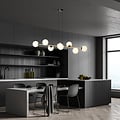 Emibig Emibig Pendant lamp brass and black with 8 white glass balls - Perfect lighting for any space