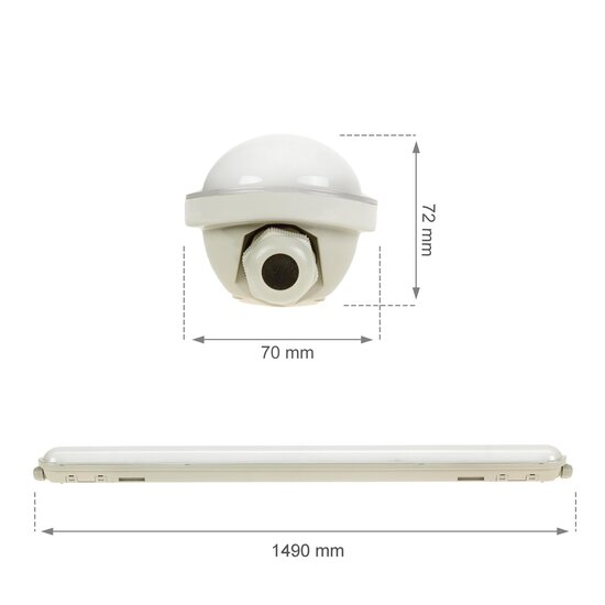 Spectrum LED Spectrum LED Wasserdichte Beleuchtung 52W 1,5 m NW oder CW 8900 Lumen, einfach anzuschließen - Ideal für Parkplätze und Arbeitsräume