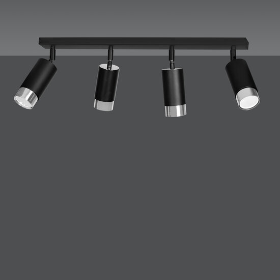 Emibig Emibig Boras 4L zwarte plafondspot GU10 met chroom luxe afwerking - Perfect voor moderne interieurs