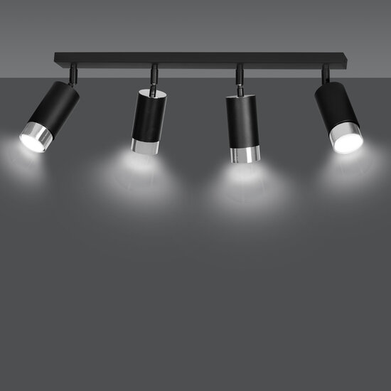 Emibig Emibig Boras 4L zwarte plafondspot GU10 met chroom luxe afwerking - Perfect voor moderne interieurs