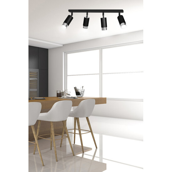 Emibig Emibig Boras 4L zwarte plafondspot GU10 met chroom luxe afwerking - Perfect voor moderne interieurs