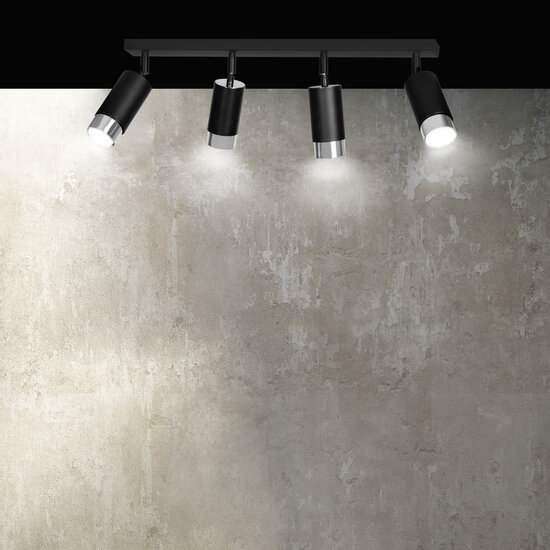 Emibig Emibig Boras 4L black ceiling spotlight GU10 with chrome luxury finish - Ideal for modern interiors