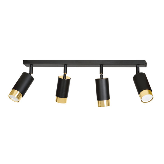 Emibig Emibig Boras 4L zwart met goud afwerking plafondspot richtbaar GU10 - Perfect voor moderne interieurs