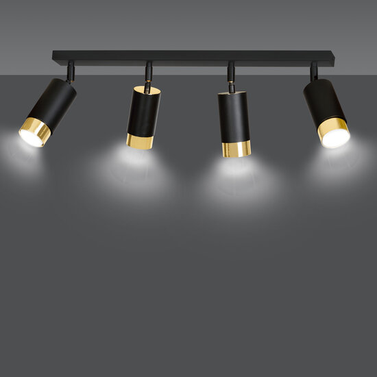 Emibig Emibig Boras 4L Deckenstrahler in Schwarz mit Gold-Finish, ausrichtbar, GU10 - Ideal für moderne Innenräume
