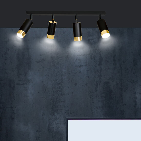 Emibig Emibig Boras 4L black with gold finish ceiling spotlight orientable GU10 - Ideal for modern interiors