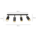 Emibig Emibig Boras 4L noir avec finition dorée spot plafond orientable GU10 - Idéal pour les intérieurs modernes