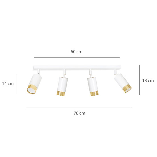 Emibig Emibig Boras 4L Deckenstrahler weiß mit Gold-Finish, ausrichtbar, GU10 - Schaffen Sie eine stilvolle Atmosphäre in Ihrem Raum