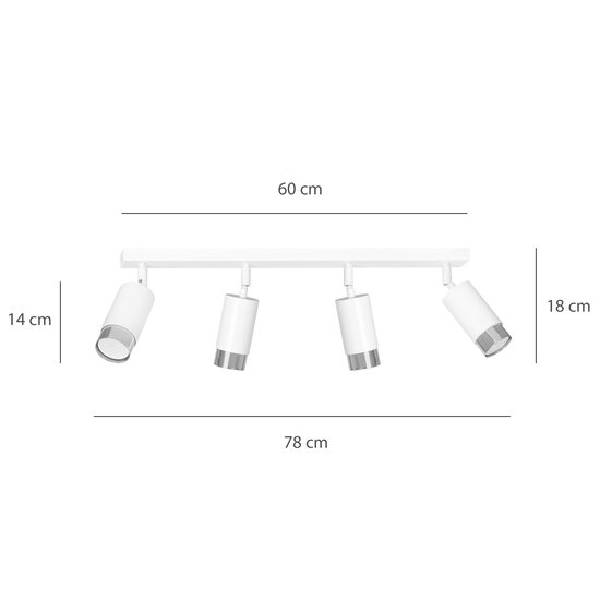 Emibig Emibig Boras 4L plafondspot GU10 wit en chroom luxe afwerking - Perfect voor een moderne uitstraling in uw interieur