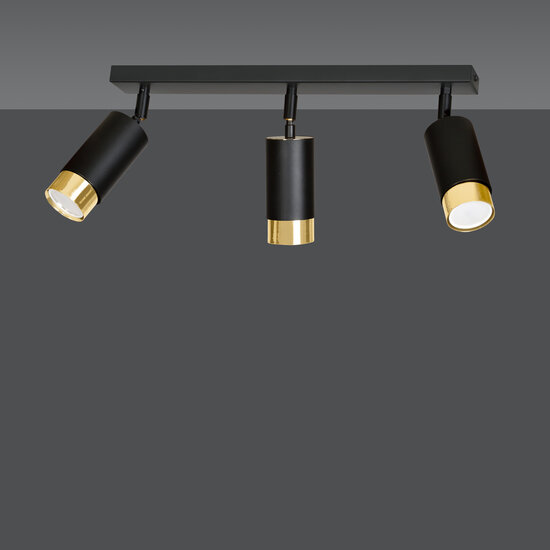 Emibig Emibig Boras 3L zwart met goud afwerking plafondspot richtbaar GU10 - Perfecte verlichting voor elke ruimte