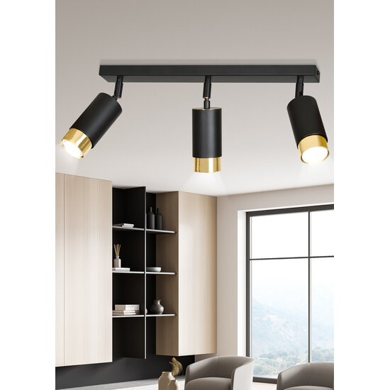 Emibig Emibig Boras 3L black with gold finish ceiling spotlight orientable GU10 - Stylish lighting for any space