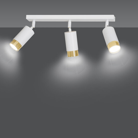 Emibig Emibig Boras 3L weiß mit Gold-Finish Deckenstrahler ausrichtbar GU10 - Schaffen Sie eine stilvolle Atmosphäre in Ihrem Raum