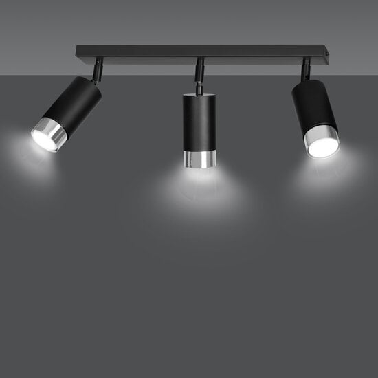 Emibig Emibig Boras 3L zwarte plafondspot GU10 met chroom luxe afwerking - Perfecte verlichting voor elke ruimte